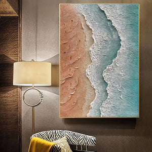 Handmade 3D Textured Acrylic Design Seaside Beach Vacation Landscape Canvas Oil Painting Wall Decor Art Unframed Wall Picture Crafts Hot Selling Pieces