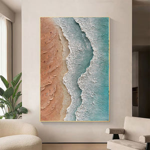 Handmade 3D Textured Acrylic Design Seaside Beach Vacation Landscape Canvas Oil Painting Wall Decor Art Unframed Wall Picture Crafts Hot Selling Pieces
