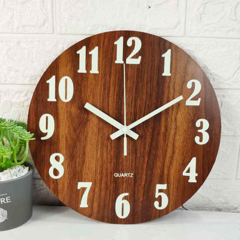 Glow In The Dark Wall Clock with Luminous Needle - Modern Glitter Design for Living Room Home Decor