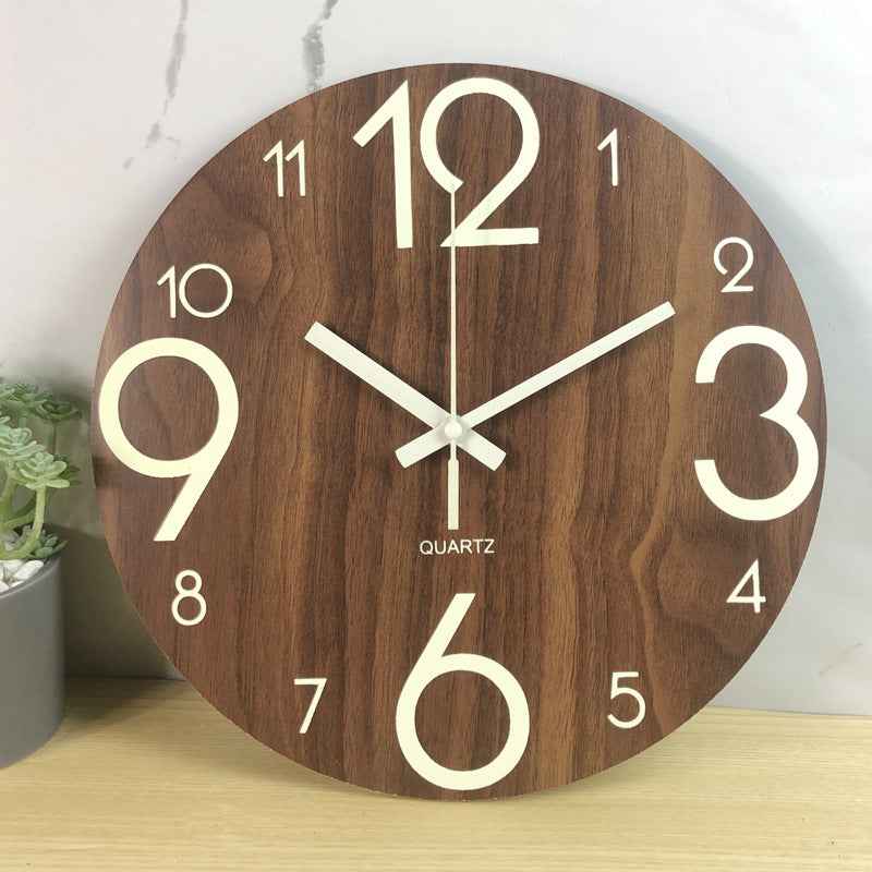 Glow In The Dark Wall Clock with Luminous Needle - Modern Glitter Design for Living Room Home Decor