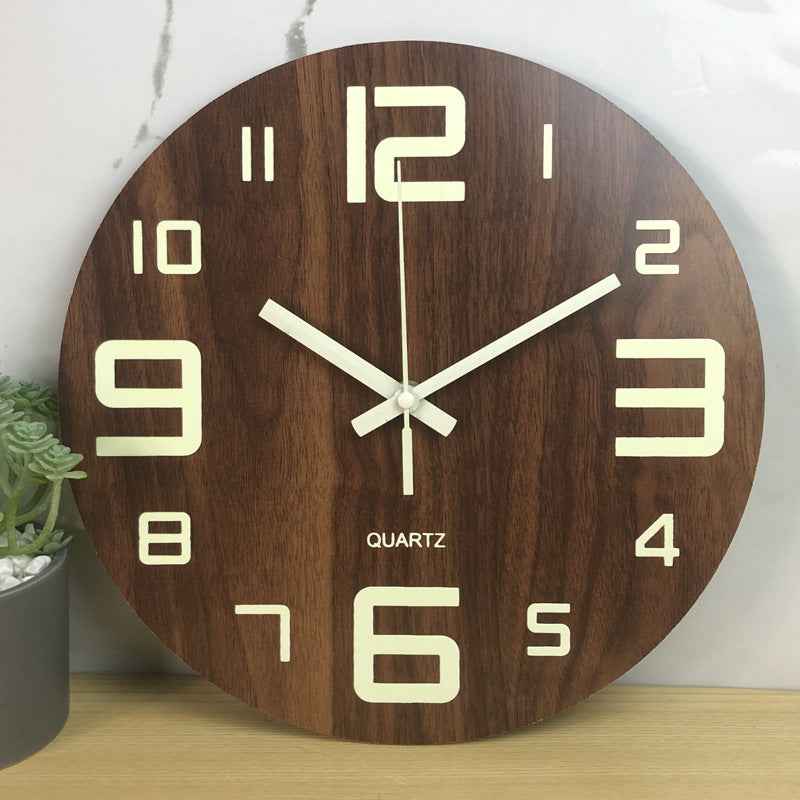 Glow In The Dark Wall Clock with Luminous Needle - Modern Glitter Design for Living Room Home Decor