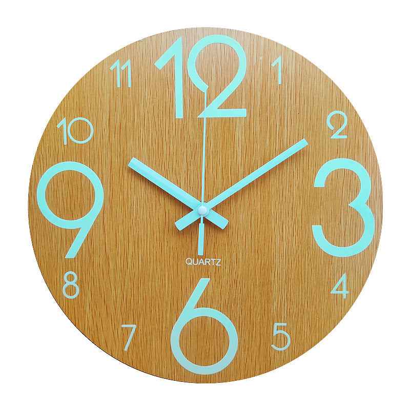 Glow In The Dark Wall Clock with Luminous Needle - Modern Glitter Design for Living Room Home Decor