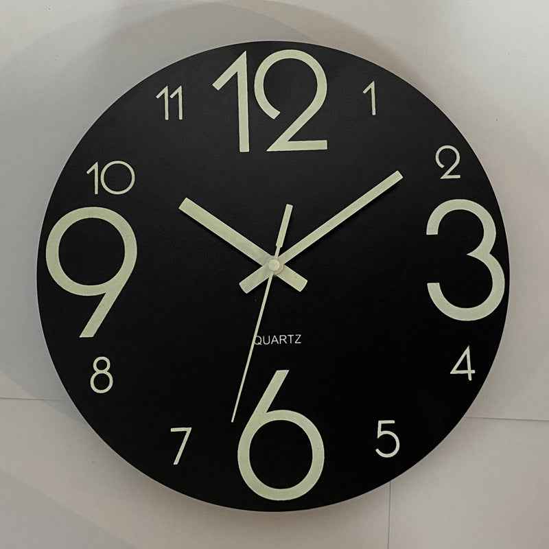 Glow In The Dark Wall Clock with Luminous Needle - Modern Glitter Design for Living Room Home Decor