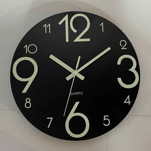 Glow In The Dark Wall Clock with Luminous Needle - Modern Glitter Design for Living Room Home Decor