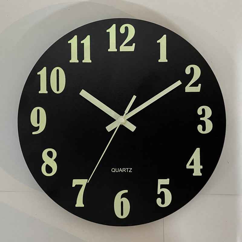 Glow In The Dark Wall Clock with Luminous Needle - Modern Glitter Design for Living Room Home Decor