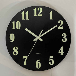 Glow In The Dark Wall Clock with Luminous Needle - Modern Glitter Design for Living Room Home Decor
