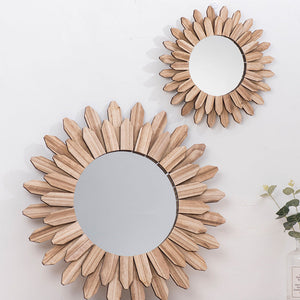 European-style solid wood handmade hanging mirror with baked finish for home decor