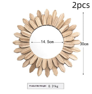 European-style Solid Wood Handmade Finish Hanging Mirror Homestay Hotel Entrance Decoration Hanging