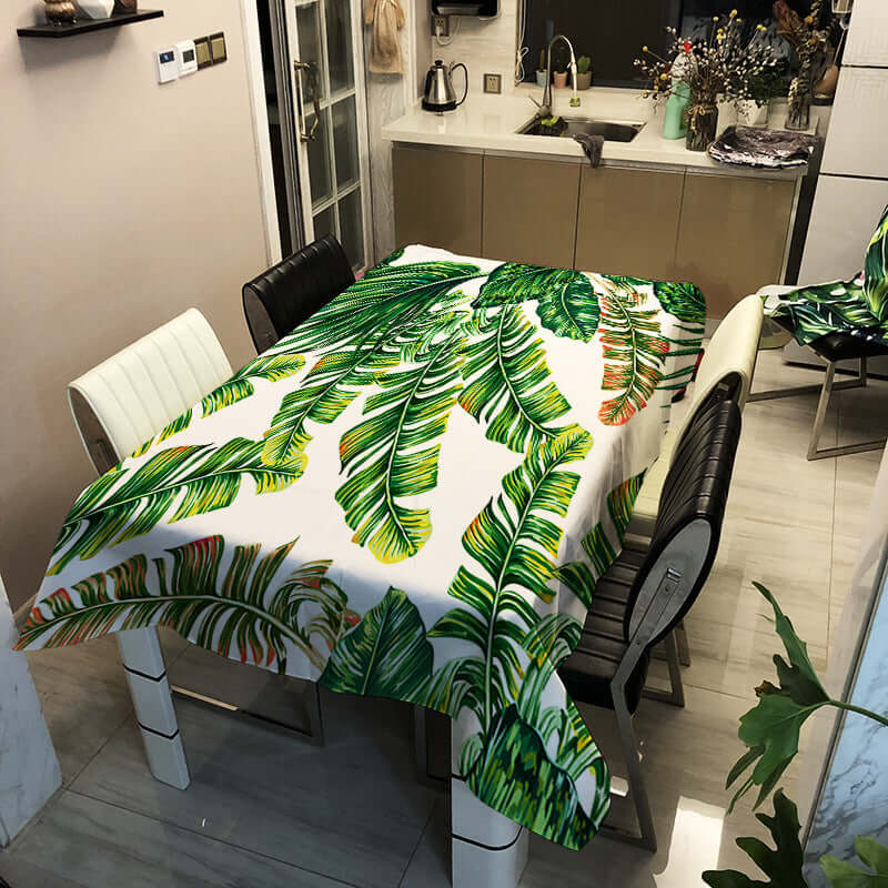 Green Leave Tablecloths Waterproof Kitchen Items