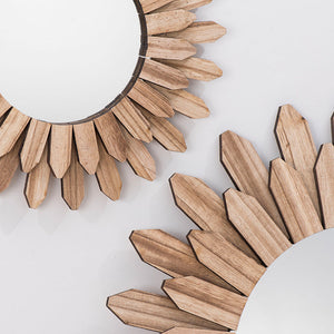 European-style solid wood handmade hanging mirror with baked finish for home decoration